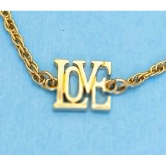 7 inch, Vintage Love Monogram Gold Tone Rope Chain Bracelet by Spiedel - N31 - Picture 2 of 3